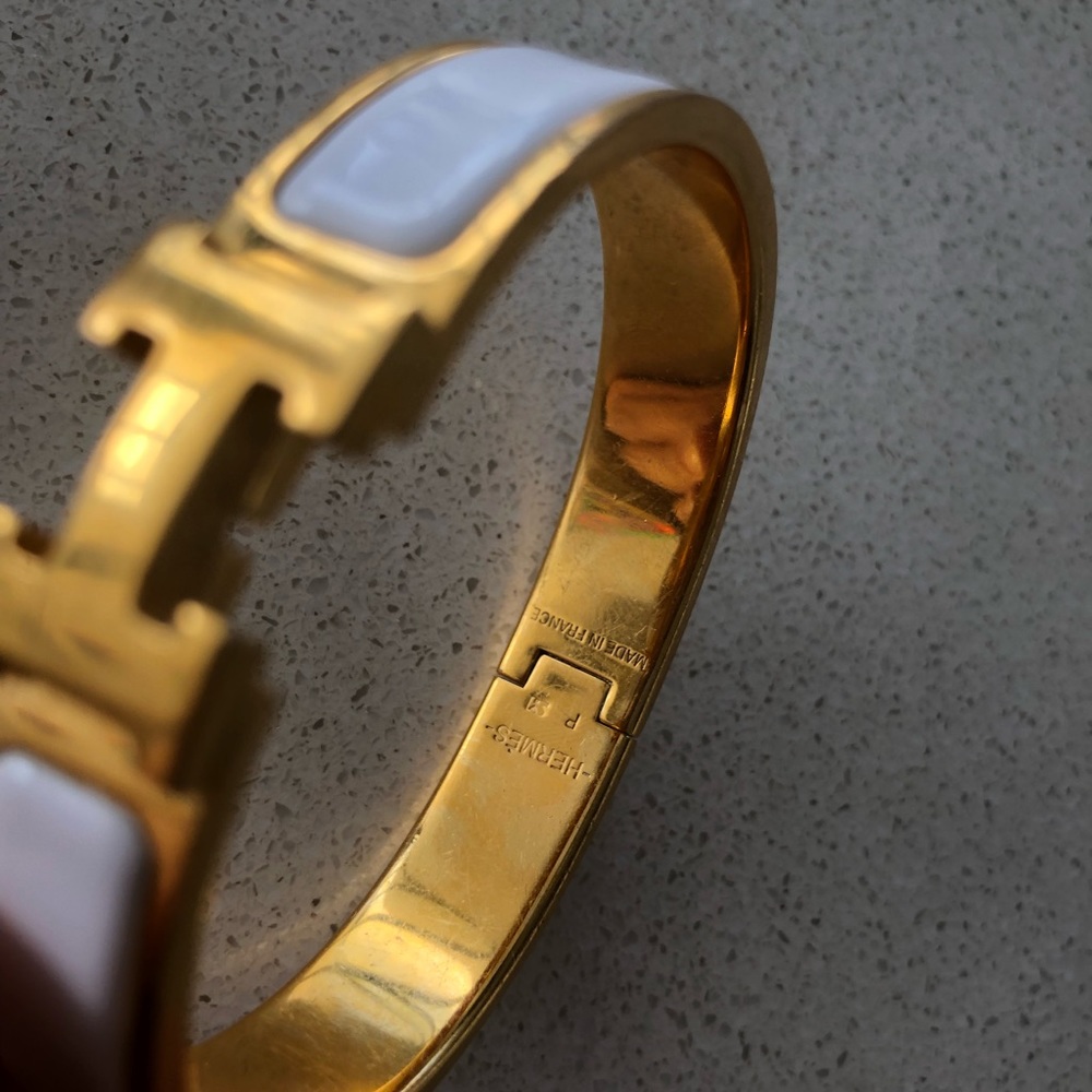 White and gold HERMÈS enamel bracelet